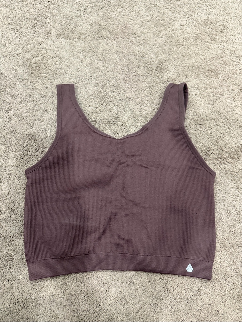 Cali Sport brown ribbed nylon & spandex sports tank top / sport bra, Size Small
